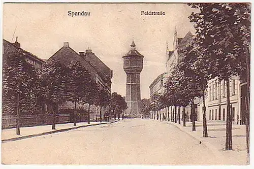 23660 Ak Spandau Feldstraße & Wasserturm um 1920
