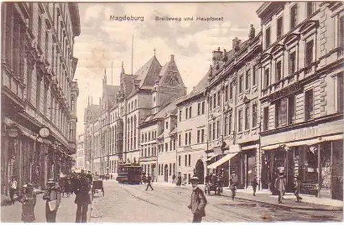 23646 Ak Magdeburg Breitweg et Hauptpost 1909