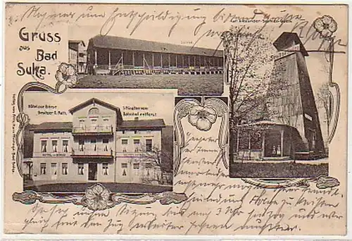 23590 Lithografie Gruss aus Bad Sulza 1904
