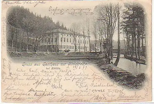 23565 Ak Gruss aus Gasthaus Kniebreche b. Zöblitz 1899