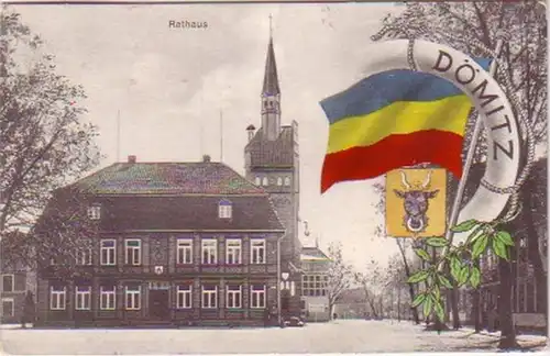 23524 Wappen Ak Dömitz in Meckl. Rathaus 1912