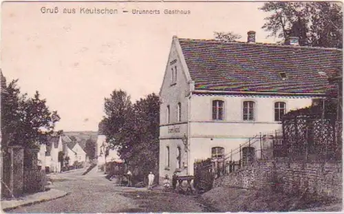 23475 Ak Gruß aus Keutschen Grunnerts Gasthaus 1918