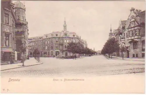 23373 Ak Dessau Roon- & Blumenthalstraße vers 1900