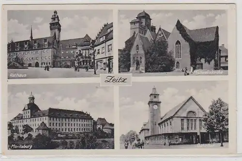 23297 Mehrbild-Ak Zeitz Bahnhof Rathaus usw. um 1950