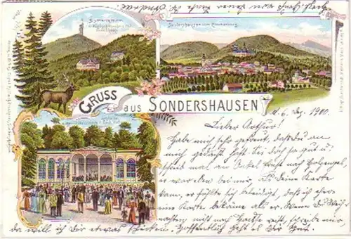 23268 Ak Lithographie Gruss aus Sondershausen 1900
