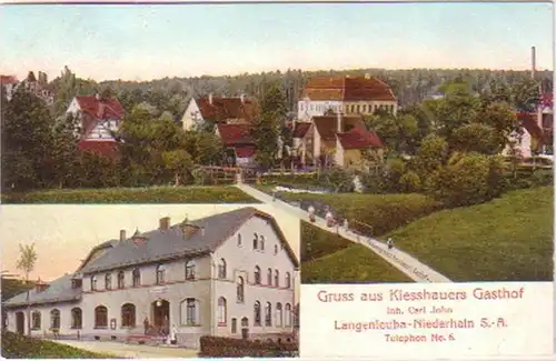23261 Ak Gruss aus Gasthof Langenleuba-Niederhain 1908