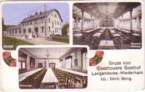 23235 Ak Grus vom Gasthof Langenleuba-Niederhain 1918