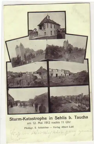 23188 Ak Sturm Katastrophe in Sehlis bei Taucha 1912