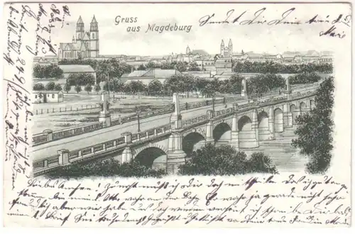 23177 Ak Salutation de Magdeburg Vue totale 1901