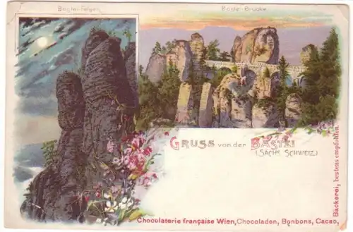 23159 Ak Lithographie Gruß von der Bastei um 1900