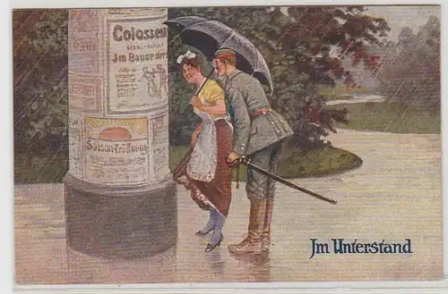 23109 Militär Humor Ak "Im Unterstand" 1917