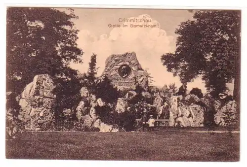 23099 Ak Crimmitschau Grotte im Bismarckhain um 1920