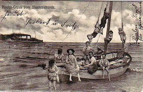 23080 Ak Enfants de la plage de mer de 1904