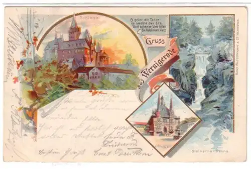 23058 Ak Lithographie Gruss aus Wernigerode 1903