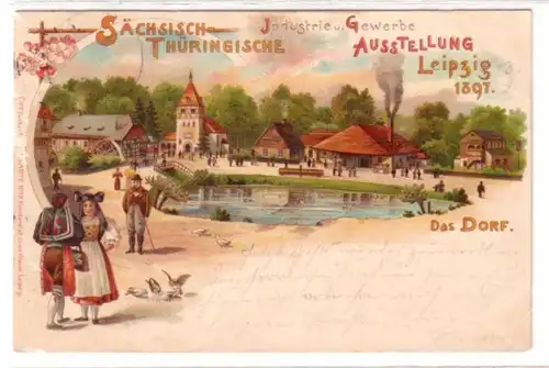 23054 Ak Lithographie Gewerbeausstellung Leipzig 1897