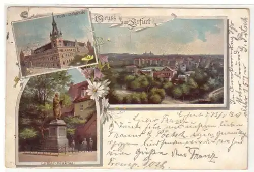 23052 Mehrbild Ak Gruss aus Erfurt Post usw. 1901