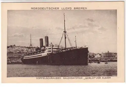 23033 Ak Salondampfer "Berlin" vor Algier um 1920
