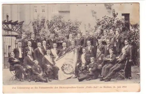 23018 Ak Bäckergesellen Verein zu Meißen 26.Juli 1910