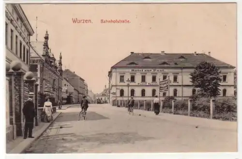22092 Ak Wurzen Bahnhofstraße Hotel zur Post 1911