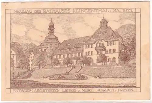 22073 Ak Neubau des Rathauses Klingenthal in Sa. 1913