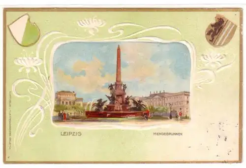 22072 Präge Ak Leipzig Mendebrunnen 1913