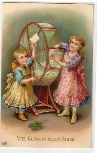 22041 Nouvel An Ak 2 enfants avec tambour de lot 1910