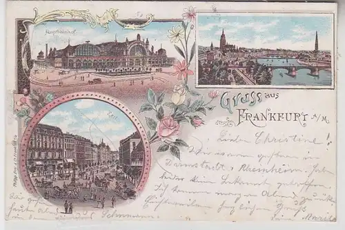 21993 Ak Lithographie Salutation de Francfort sur le Main 1897