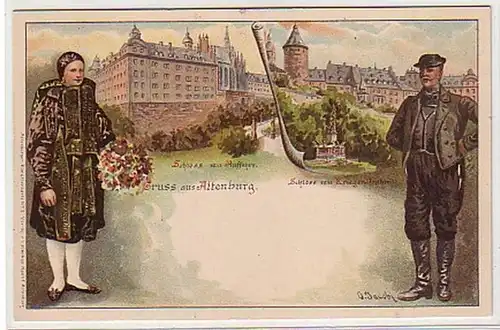 21975 Ak Lithographie Gruss aus Altenburg um 1910