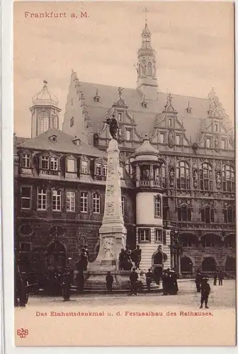 21916 Ak Frankfurt am Main das Einheitsdenkmal und der Festsaalbau um 1905