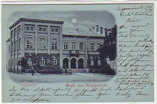 21902 Mondscheinkarte Gruss aus Angermünde 1898
