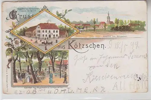 21898 Ak Lithographie Salutation de l'auberge de Kötzschen etc 1899