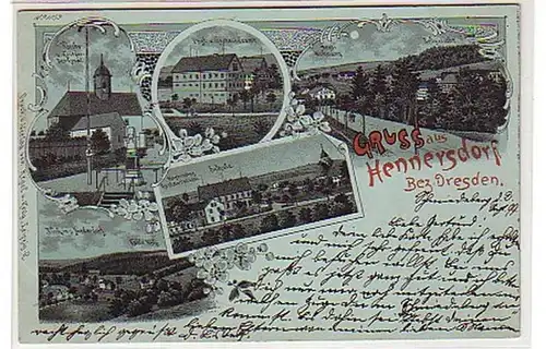21864 Mondscheinkarte Gruss aus Hennersdorf 1899
