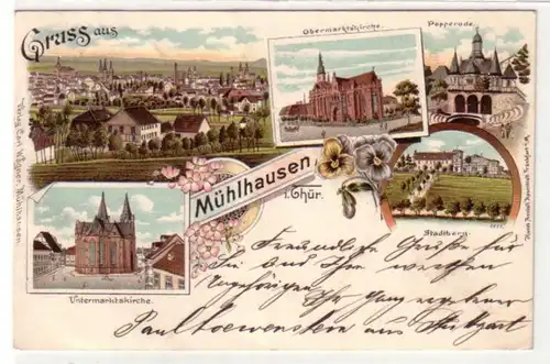 21844 Ak Lithographie Salutation de Mühlhausen 1899