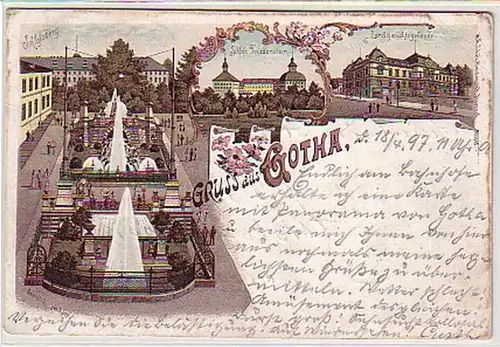 21840 Ak Lithographie Gruss aus Gotha Gericht usw. 1897