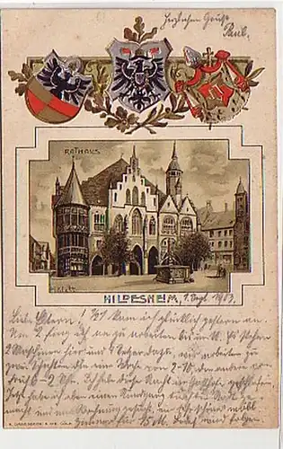 21798 Grage Wappen Ak Hildesheim Hôtel de ville 1903