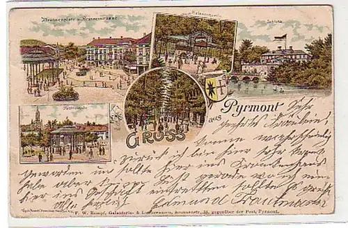 21796 Ak Lithographie Gruss aus Pyrmont 1898