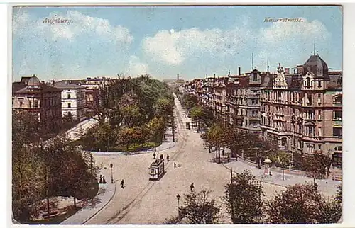 21788 Ak Augsburg Kaiserstraße avec tram 1910