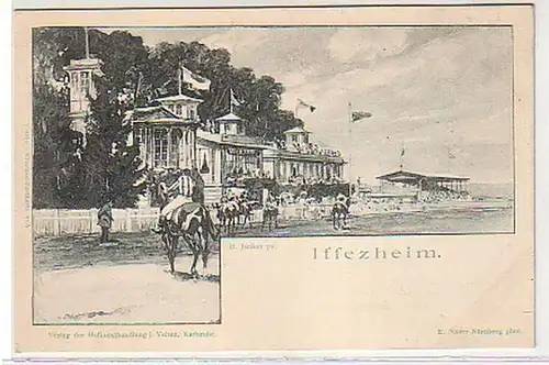 21782 Ak Iffezheim Rennbahn avec cavaliers vers 1900