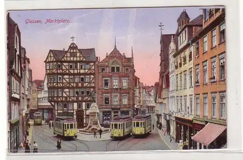 21772 Ak Giessen Place du marché avec tramways vers 1915