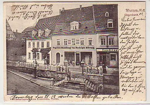 21717 Ak Wurzen Liegenbank mit Geschäften 1912