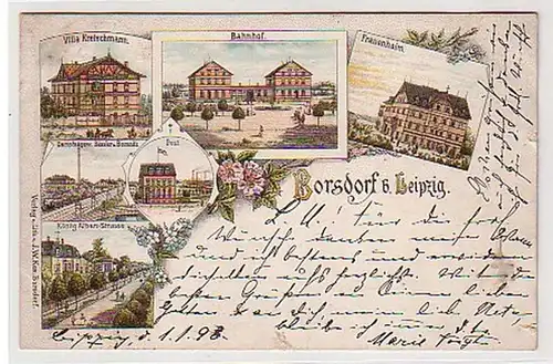 21713 Ak Lithographie Borsdorf bei Leipzig 1898