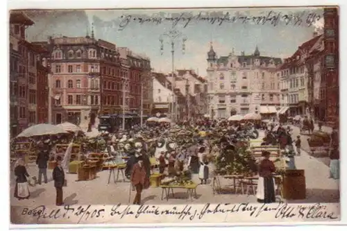 21685 Ak Basel Marktplatz mit Standen 1905