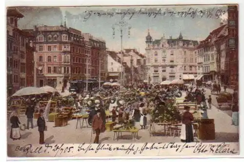 21685 Ak Basel Marktplatz mit Verkaufsständen 1905