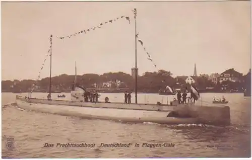 21679 Ak Frachttauchboot "Deutschland" in Flaggen Gala