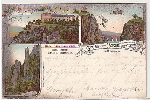 21676 Ak Lithographie Gruß vom Hexentanzplatz 1894