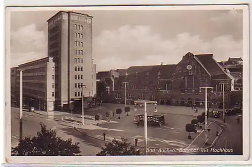 21646 Ak Bad Aachen Bahnhof mit Hochhaus 1941