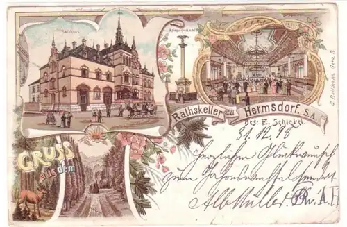 21591 Ak Lithographie Gruß aus Hermsdorf S.-A. 1898