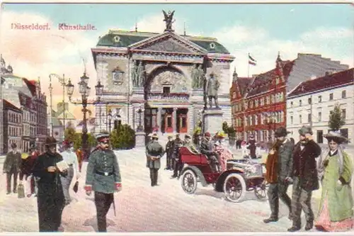 21584 Ak Düsseldorf Kunsthalle avec voiture 1912