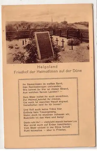 21574 Ak Helgoland Friedhof der Heimatlosen um 1927