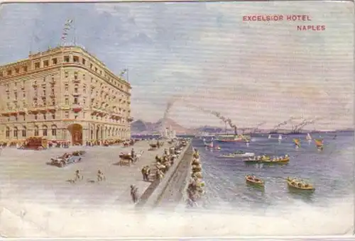 21565 Ak Lithographie Naples Excelsior Hotel vers 1910
